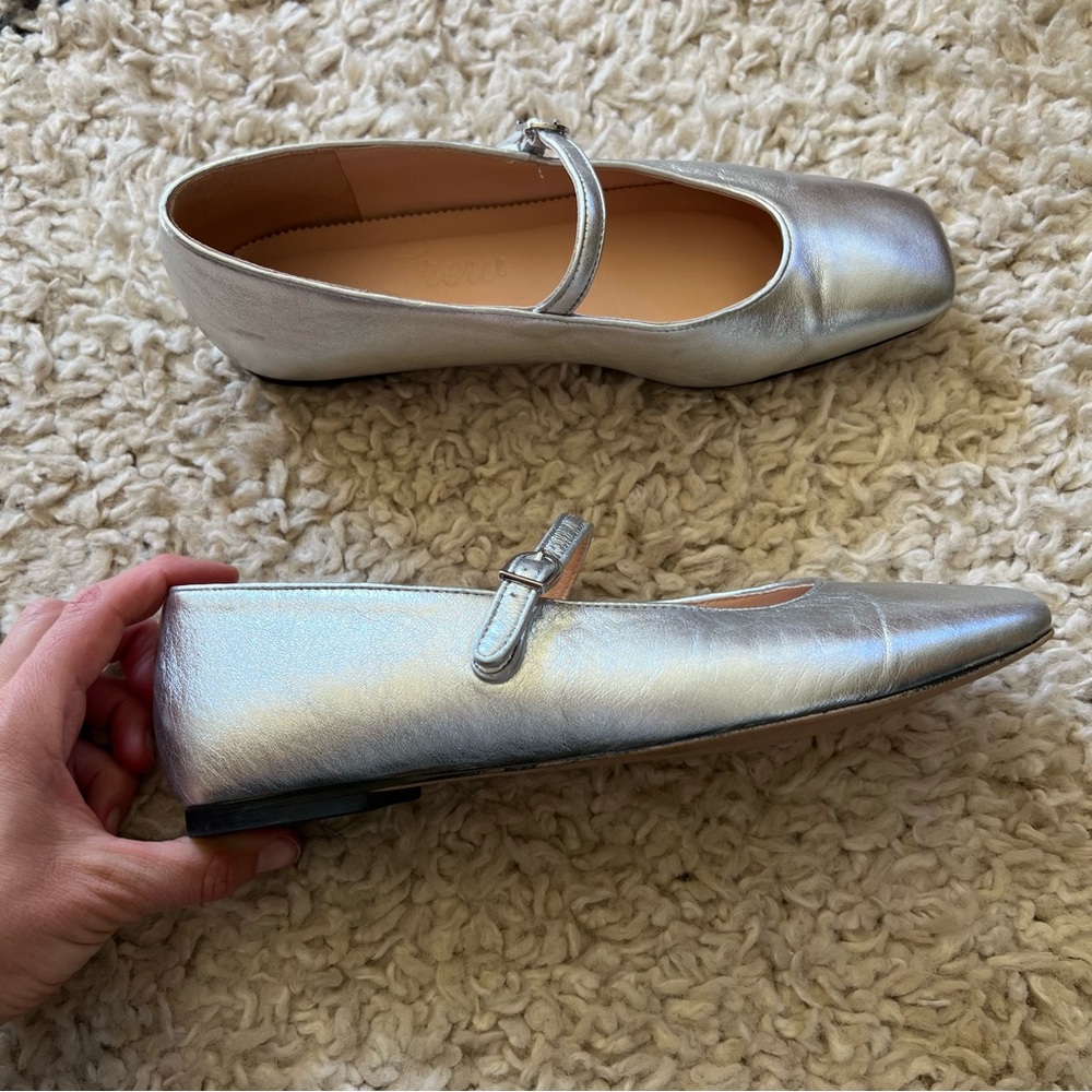 J. Crew Silver Leather Mary Janes - Picture 10 of 14